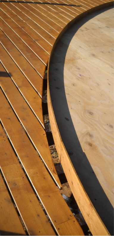 closeup of a yurt platform