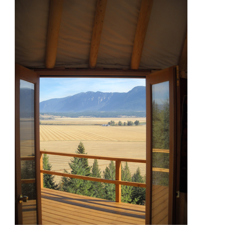 view of the flathead valley outside a shelter designs yurt