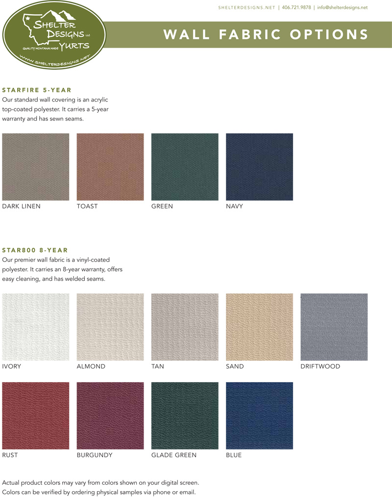 Shelter Designs wall fabric color options