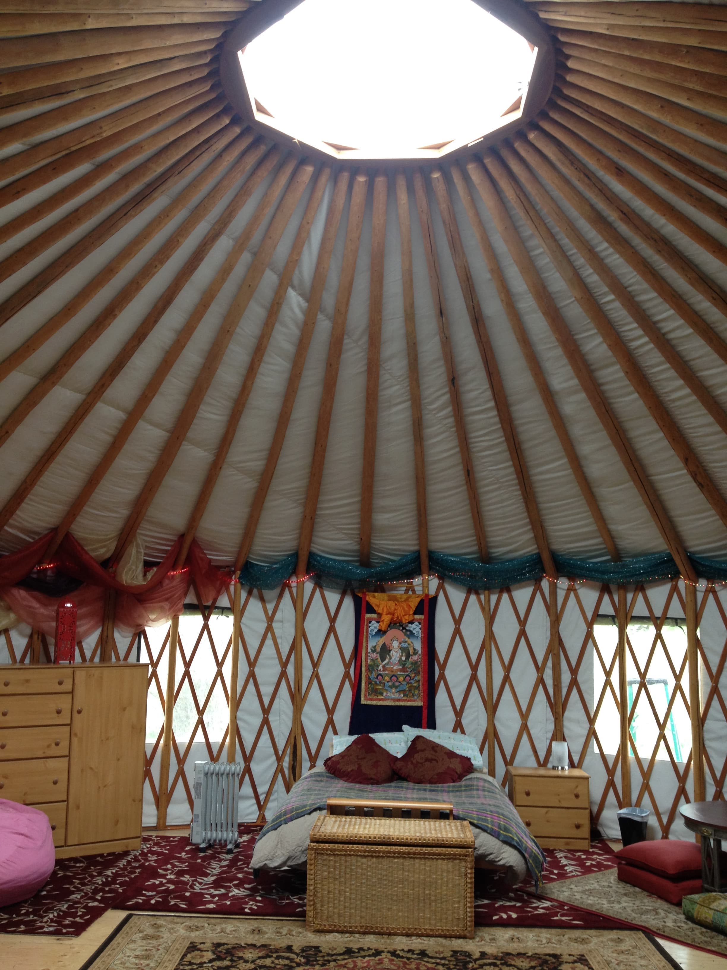 bedroom in an eco yurt