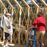 two men setting up a yurt