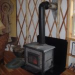 wood stove in a yurt