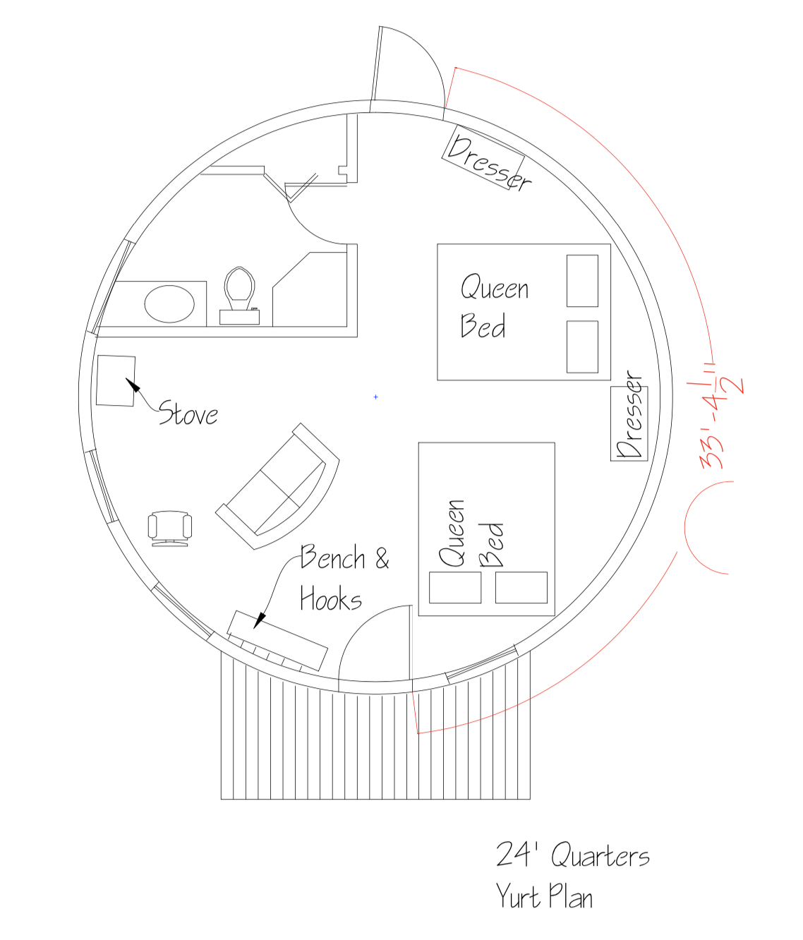 24' yurt floor plan