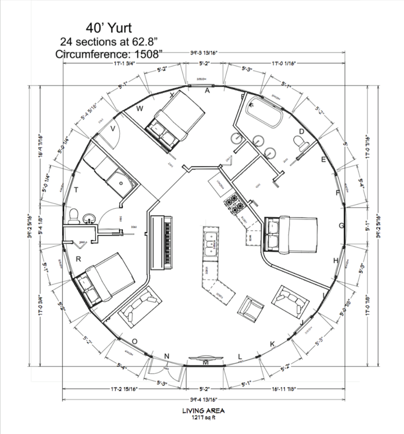40' yurt floor plan
