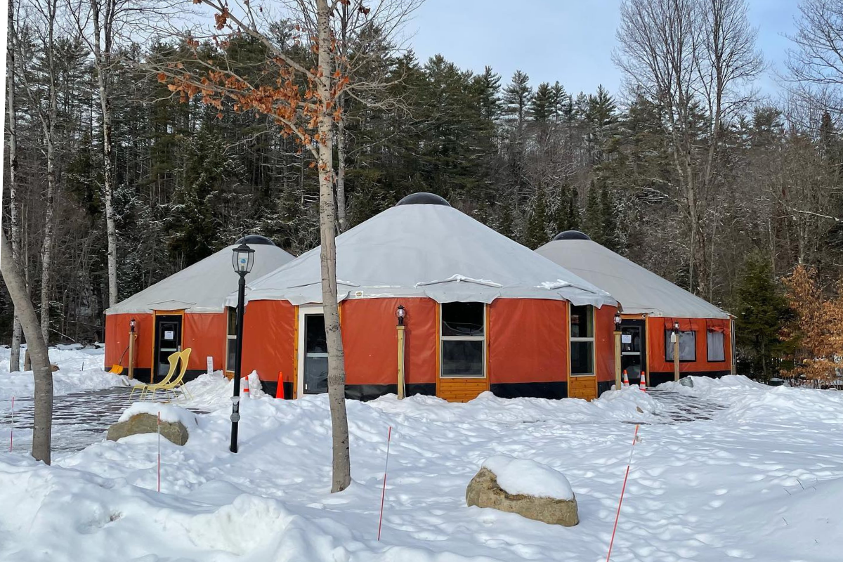 Custom yurts in the snow