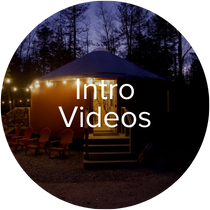 a yurt lit up at night